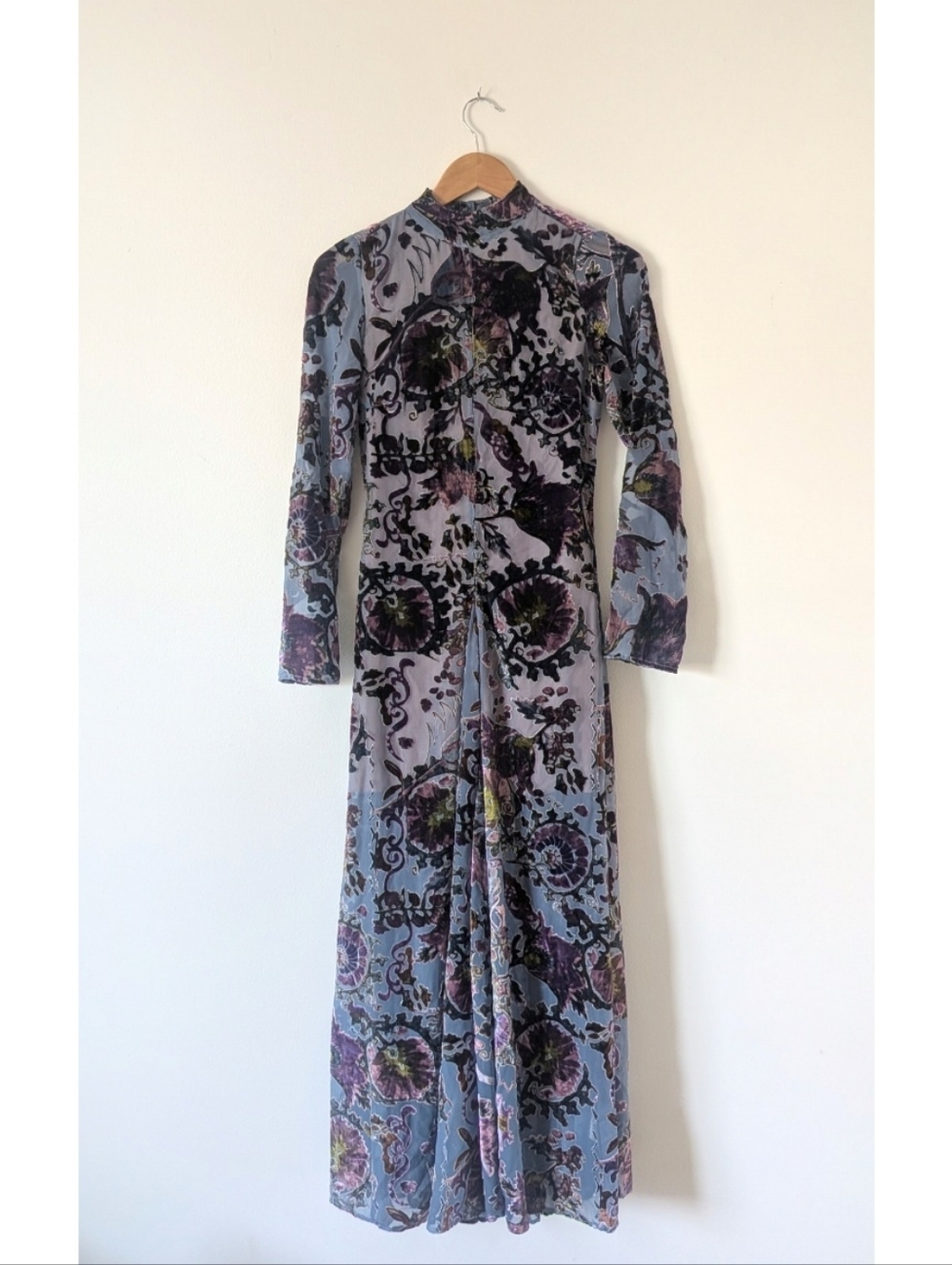 Free People Bali Painterly Paisley Velvet Maxi Dress - Picture 3 of 14